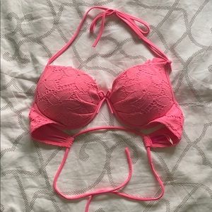 neon pink push up lacey bikini top